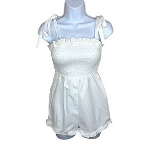XS Romwe White Ruffle Sleeveless Cottagecore Coquette Kawaii